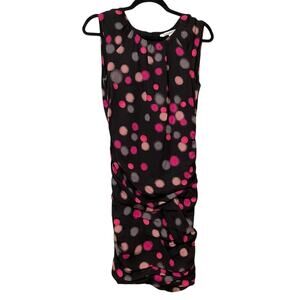 Diane Von Furstenberg Black Pink Polka Dot Silk Ruched Bodycon Mini Dress 4